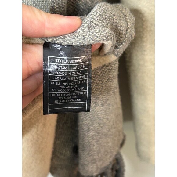 BB Dakota Fringe Drape Front Coat women’s sz Large - Picture 3 of 9